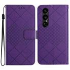 For Sony Xperia 1 VII Rhombic Grid Texture Leather Phone Case(Purple) - 1
