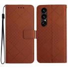 For Sony Xperia 1 VII Rhombic Grid Texture Leather Phone Case(Brown) - 1