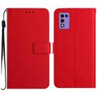 For ZTE Libero 5G II A103ZT JP Rhombic Grid Texture Leather Phone Case(Red) - 1