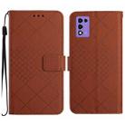 For ZTE Libero 5G II A103ZT JP Rhombic Grid Texture Leather Phone Case(Brown) - 1