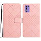 For ZTE Libero 5G III Rhombic Grid Texture Leather Phone Case(Pink) - 1