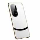 For Huawei P50 Gilt Leather Electroplated Phone Case(White) - 1