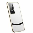 For Huawei P60 Gilt Leather Electroplated Phone Case(White) - 1