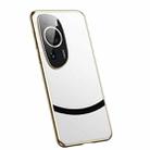 For Huawei P60 Art Gilt Leather Electroplated Phone Case(White) - 1