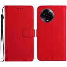 For Realme 11 5G Global Rhombic Grid Texture Leather Phone Case(Red) - 1