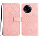 For Realme 11 5G Global Rhombic Grid Texture Leather Phone Case(Pink) - 1