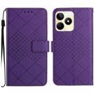 For Realme C53 / C51 / Narzo N53 Rhombic Grid Texture Leather Phone Case(Purple) - 1