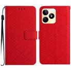 For Realme C53 / C51 / Narzo N53 Rhombic Grid Texture Leather Phone Case(Red) - 1