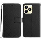 For Realme C53 / C51 / Narzo N53 Rhombic Grid Texture Leather Phone Case(Black) - 1