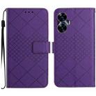 For Realme C55 Rhombic Grid Texture Leather Phone Case(Purple) - 1