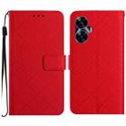 For Realme C55 Rhombic Grid Texture Leather Phone Case(Red) - 1