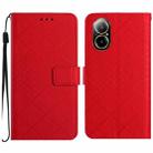 For Realme C67 4G Rhombic Grid Texture Leather Phone Case(Red) - 1