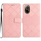 For Realme C67 4G Rhombic Grid Texture Leather Phone Case(Pink) - 1