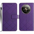 For Realme 12+ Global Rhombic Grid Texture Leather Phone Case(Purple) - 1