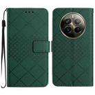 For Realme 12+ Global Rhombic Grid Texture Leather Phone Case(Green) - 1
