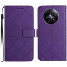 For Realme 12 5G Global Rhombic Grid Texture Leather Phone Case(Purple) - 1