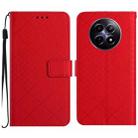 For Realme 12 5G Global Rhombic Grid Texture Leather Phone Case(Red) - 1