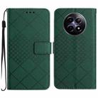 For Realme 12 5G Global Rhombic Grid Texture Leather Phone Case(Green) - 1