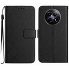 For Realme 12 5G Global Rhombic Grid Texture Leather Phone Case(Black) - 1