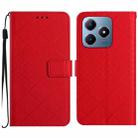 For Realme C63 4G Global/ C61 Rhombic Grid Texture Leather Phone Case(Red) - 1