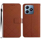 For Realme C63 4G Global/ C61 Rhombic Grid Texture Leather Phone Case(Brown) - 1