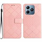 For Realme C63 4G Global/ C61 Rhombic Grid Texture Leather Phone Case(Pink) - 1