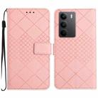 For Realme C75 4G Rhombic Grid Texture Leather Phone Case(Pink) - 1