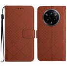 For Realme 14 Pro+ 5G Rhombic Grid Texture Leather Phone Case(Brown) - 1