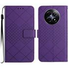 For Realme 13+ 5G Global Rhombic Grid Texture Leather Phone Case(Purple) - 1
