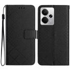 For Realme 14 5G Global / P3 5G Global Rhombic Grid Texture Leather Phone Case(Black) - 1