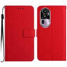 For OPPO Reno10 Pro+ Global Rhombic Grid Texture Leather Phone Case(Red) - 1