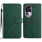 For OPPO Reno10 Pro+ Global Rhombic Grid Texture Leather Phone Case(Green) - 1