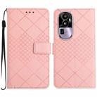 For OPPO Reno10 Pro+ Global Rhombic Grid Texture Leather Phone Case(Pink) - 1