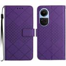 For OPPO Reno10 / Reno10 Pro Global Rhombic Grid Texture Leather Phone Case(Purple) - 1