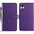 For OPPO A58 4G Rhombic Grid Texture Leather Phone Case(Purple) - 1