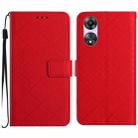 For OPPO A58 4G Rhombic Grid Texture Leather Phone Case(Red) - 1