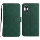 For OPPO A58 4G Rhombic Grid Texture Leather Phone Case(Green) - 1