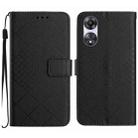 For OPPO A58 4G Rhombic Grid Texture Leather Phone Case(Black) - 1