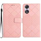 For OPPO A38 4G / A18 4G Rhombic Grid Texture Leather Phone Case(Pink) - 1