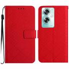 For OPPO A59 5G Rhombic Grid Texture Leather Phone Case(Red) - 1