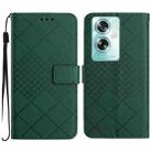 For OPPO A59 5G Rhombic Grid Texture Leather Phone Case(Green) - 1