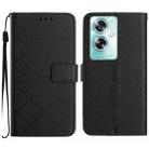 For OPPO A59 5G Rhombic Grid Texture Leather Phone Case(Black) - 1