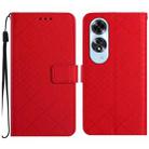 For OPPO A60 4G Rhombic Grid Texture Leather Phone Case(Red) - 1
