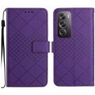 For OPPO Reno12 Pro 5G Global Rhombic Grid Texture Leather Phone Case(Purple) - 1