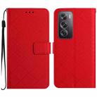 For OPPO Reno12 Pro 5G Global Rhombic Grid Texture Leather Phone Case(Red) - 1