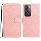 For OPPO Reno12 Pro 5G Global Rhombic Grid Texture Leather Phone Case(Pink) - 1