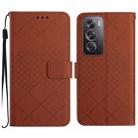 For OPPO Reno12 5G Global Rhombic Grid Texture Leather Phone Case(Brown) - 1