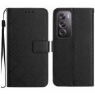 For OPPO Reno12 5G Global Rhombic Grid Texture Leather Phone Case(Black) - 1