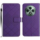 For OPPO Reno12 F 5G Global Rhombic Grid Texture Leather Phone Case(Purple) - 1