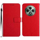 For OPPO Reno12 F 5G Global Rhombic Grid Texture Leather Phone Case(Red) - 1